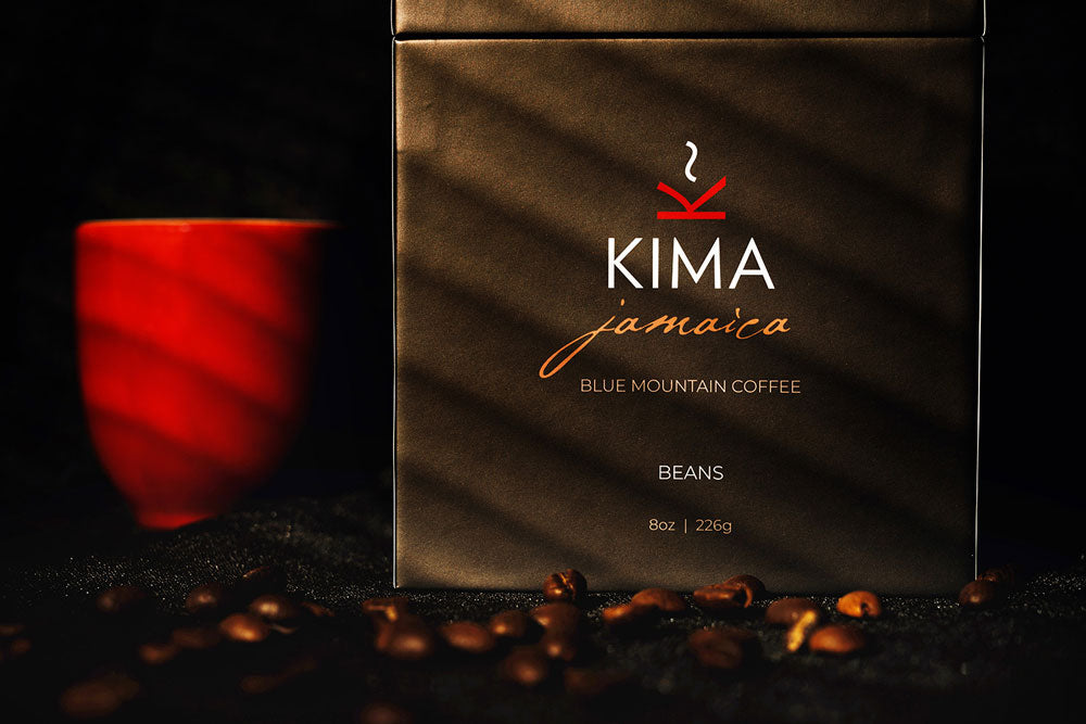 Savor the taste of Kima 100% Jamaica Blue Mountain Coffee beans